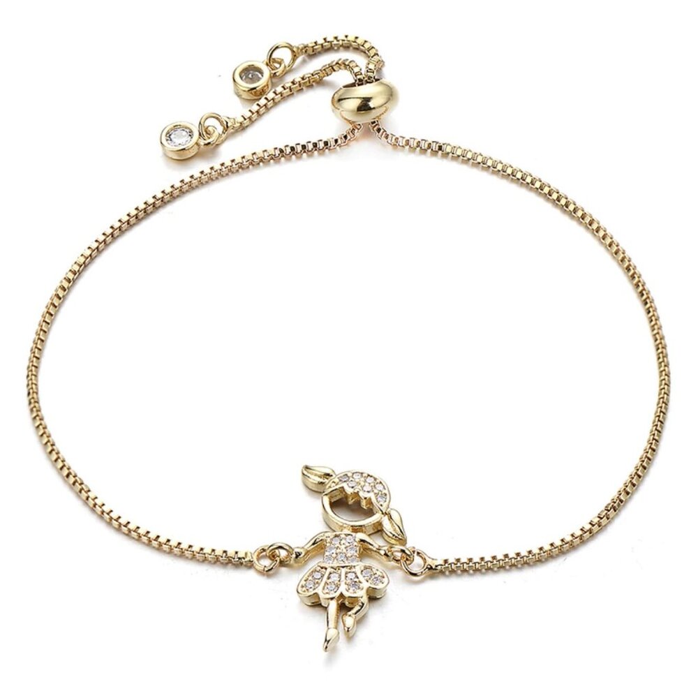 Bracelet for Dancer Ballerina Mom Yellow Gold Thin